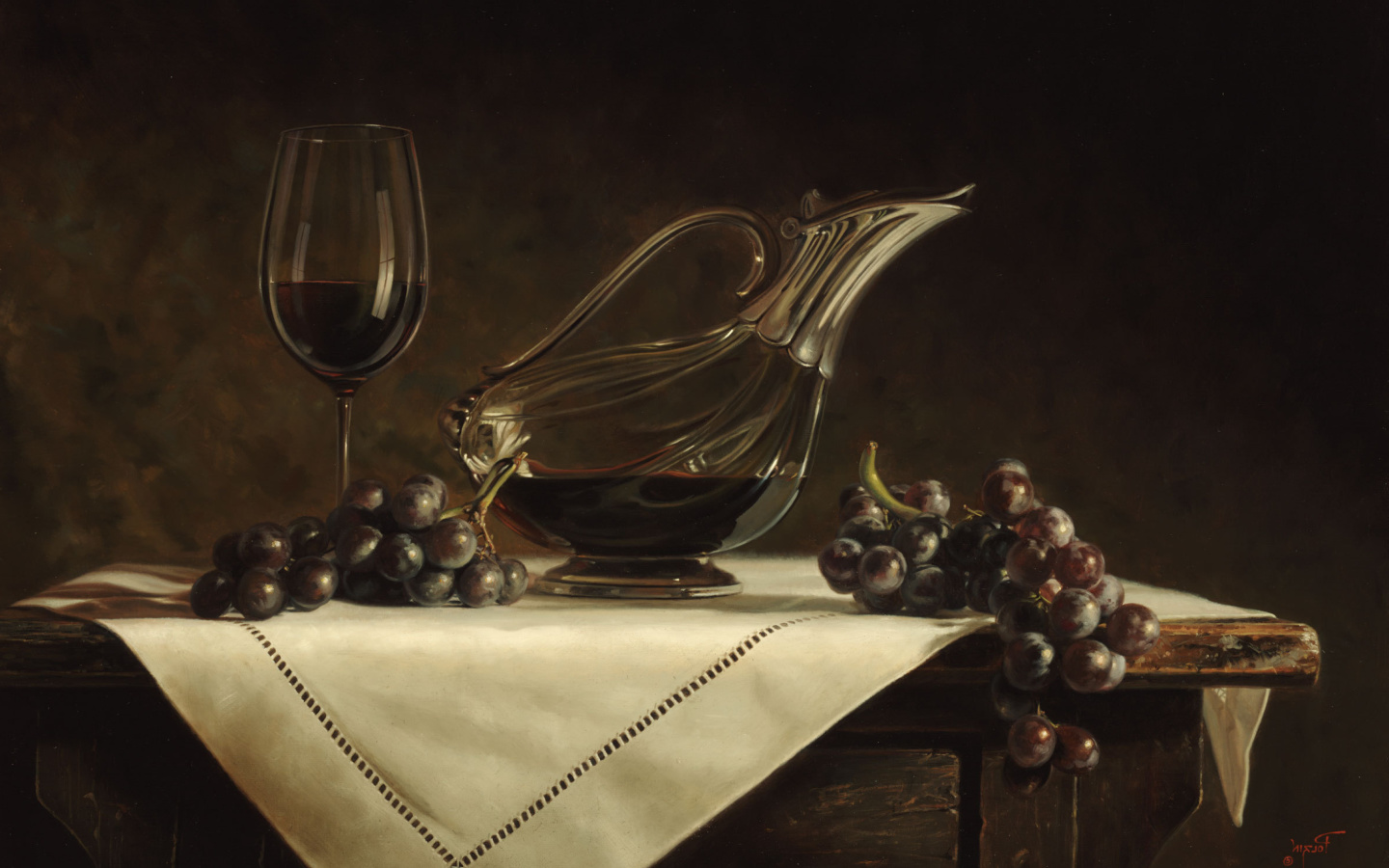 Das Still life grapes and wine Wallpaper 1440x900