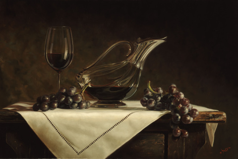 Sfondi Still life grapes and wine 480x320