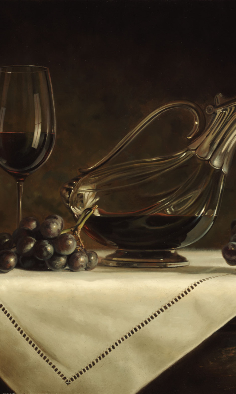 Still life grapes and wine wallpaper 768x1280