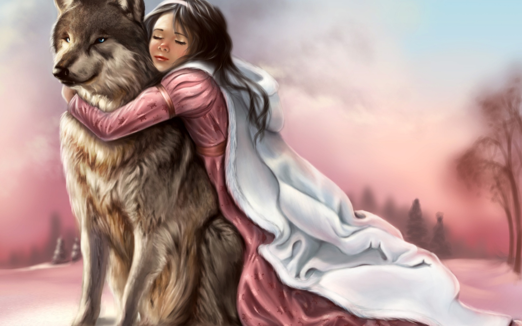 Princess And Wolf wallpaper 1680x1050