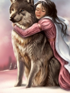 Princess And Wolf wallpaper 240x320