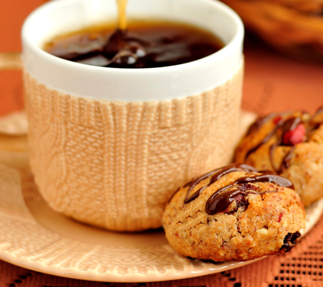 Fondo de pantalla Dessert cookies with coffee 1080x960