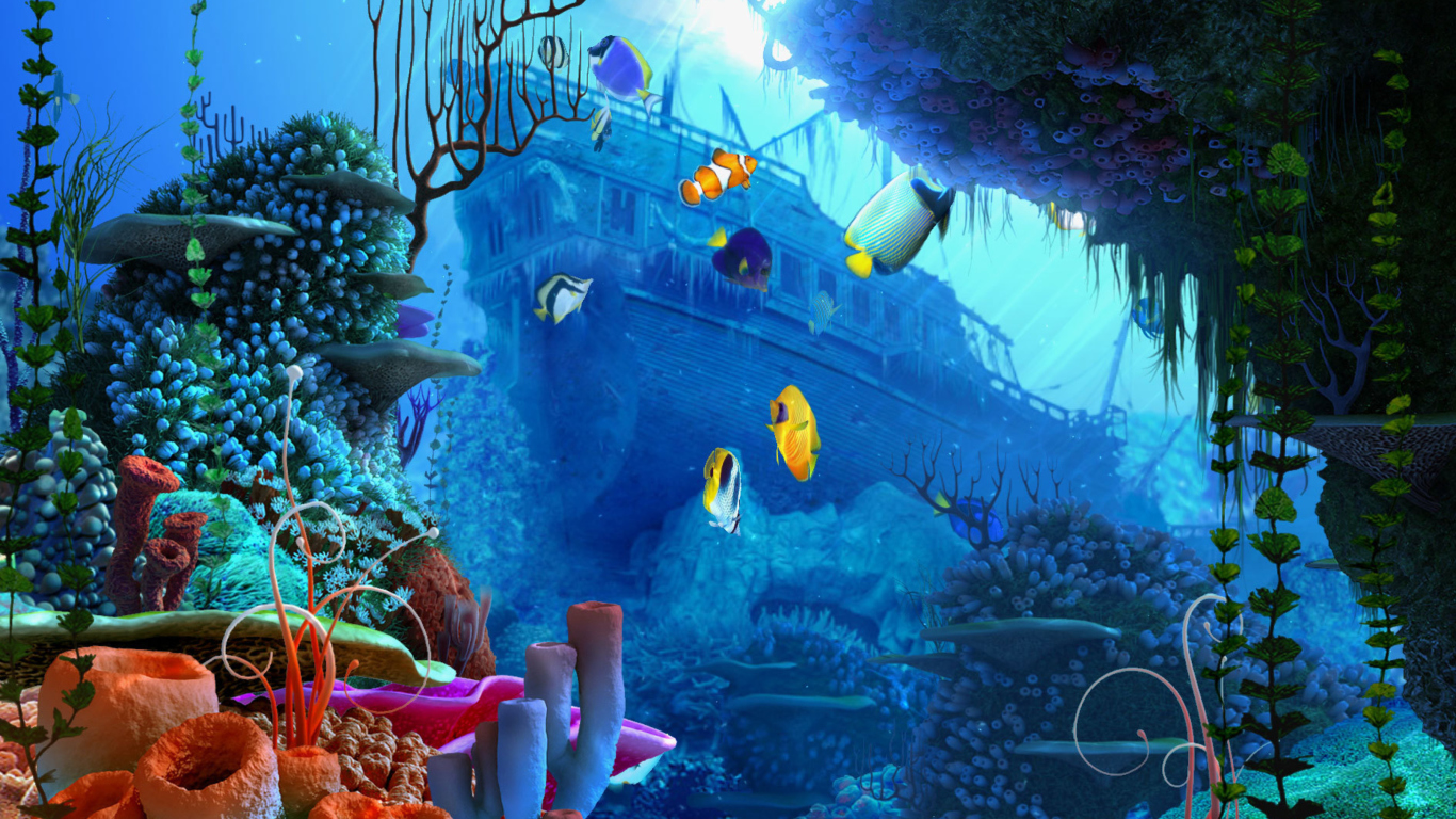 Обои Aquarium Coral 1366x768