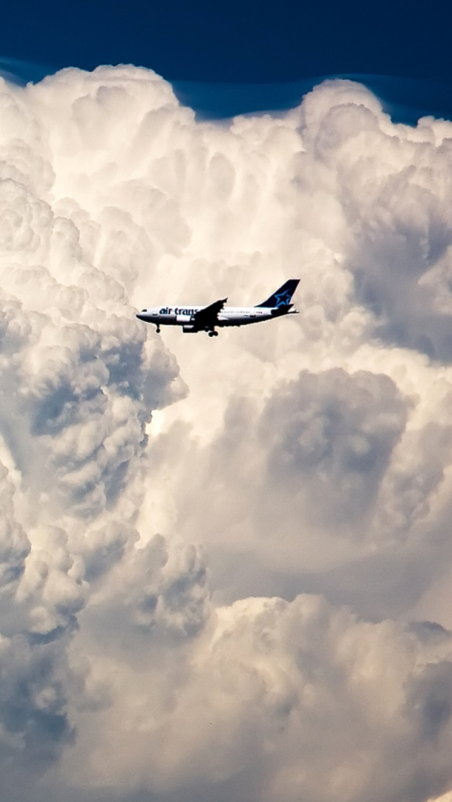 Sfondi Plane In The Clouds 640x1136