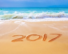 Sfondi Happy New Year 2017 Phrase on Beach 220x176