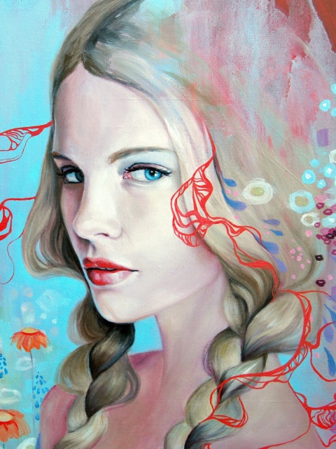 Sfondi Girl Face Artistic Painting 480x640
