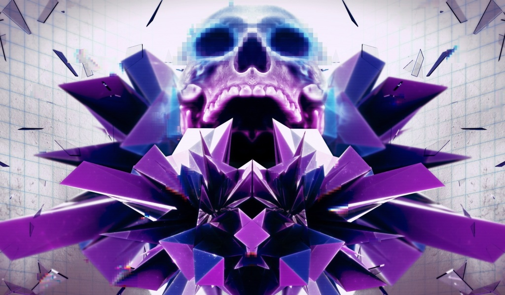 Abstract framed Skull wallpaper 1024x600