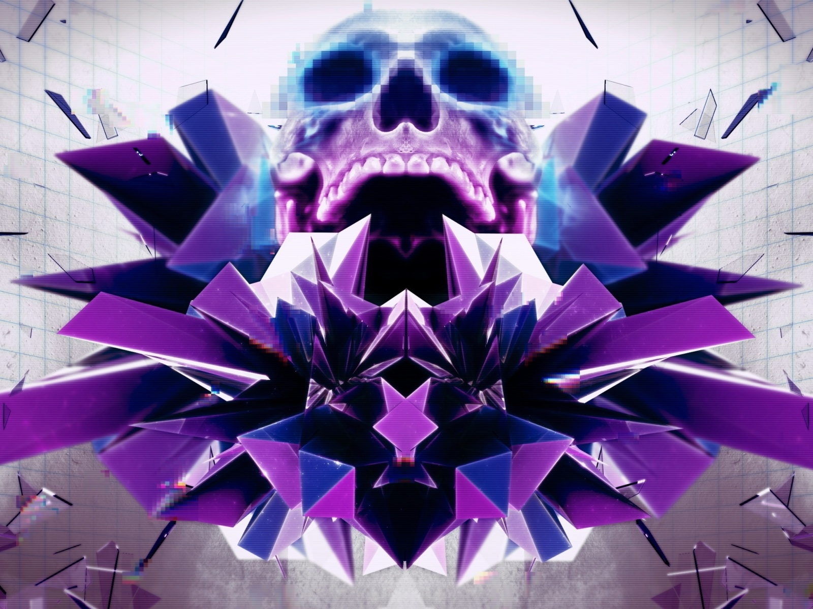 Abstract framed Skull wallpaper 1600x1200