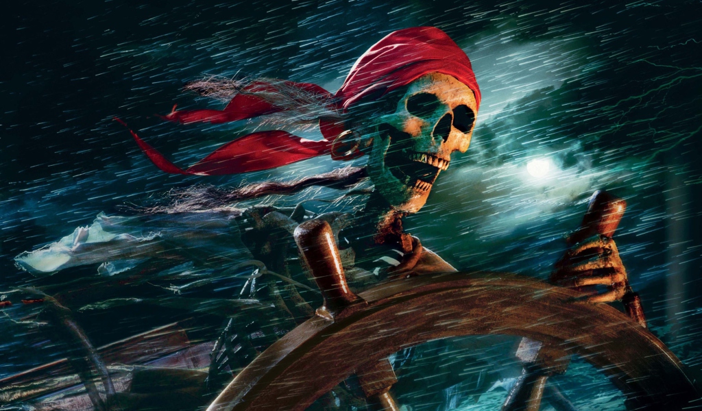 Обои Sea Pirate Skull 1024x600