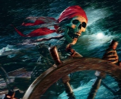 Das Sea Pirate Skull Wallpaper 176x144