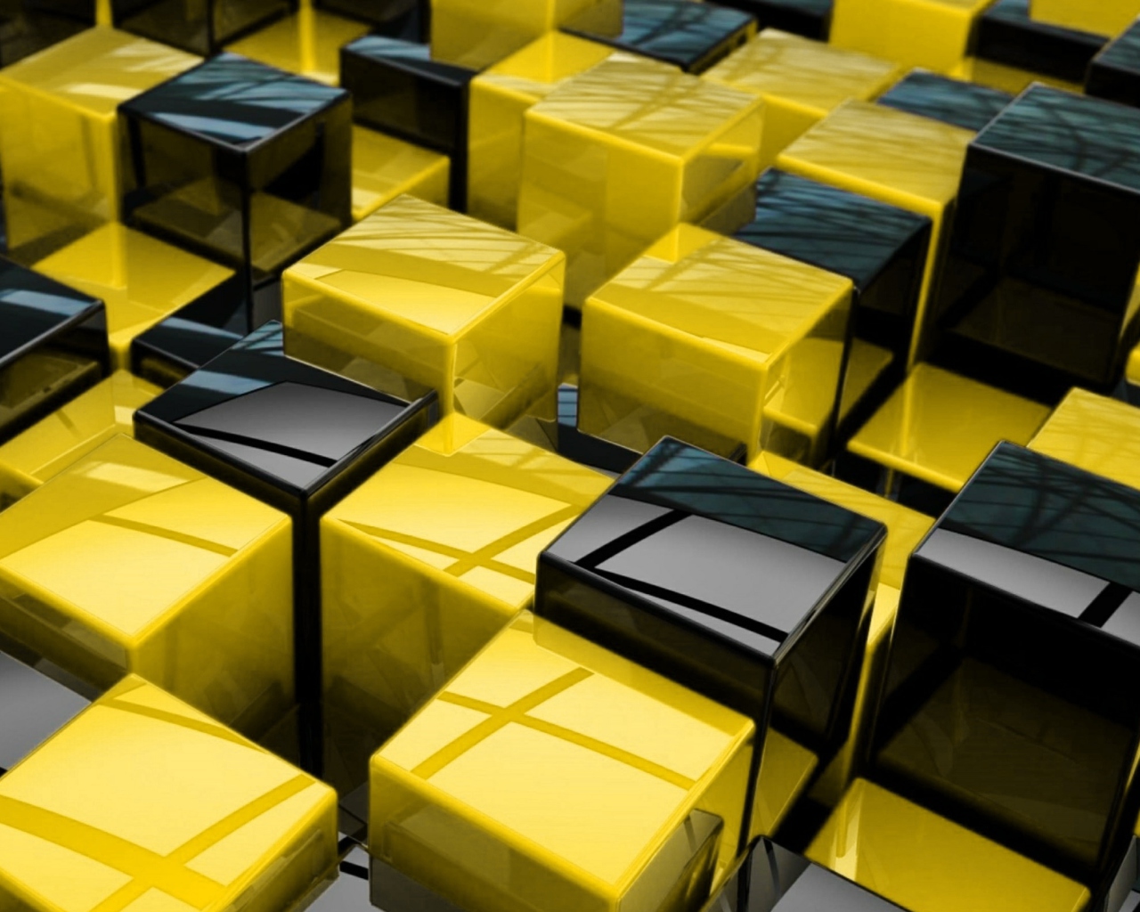 Sfondi Yellow - Black Cubes 1280x1024