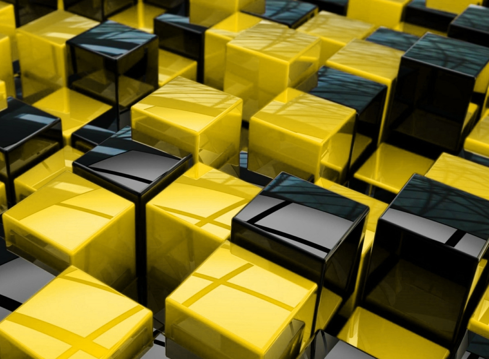 Обои Yellow - Black Cubes 1920x1408