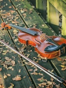 Das Violin on bench Wallpaper 132x176