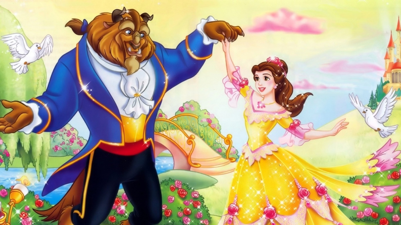 Обои Beauty and the Beast Disney Cartoon 1366x768