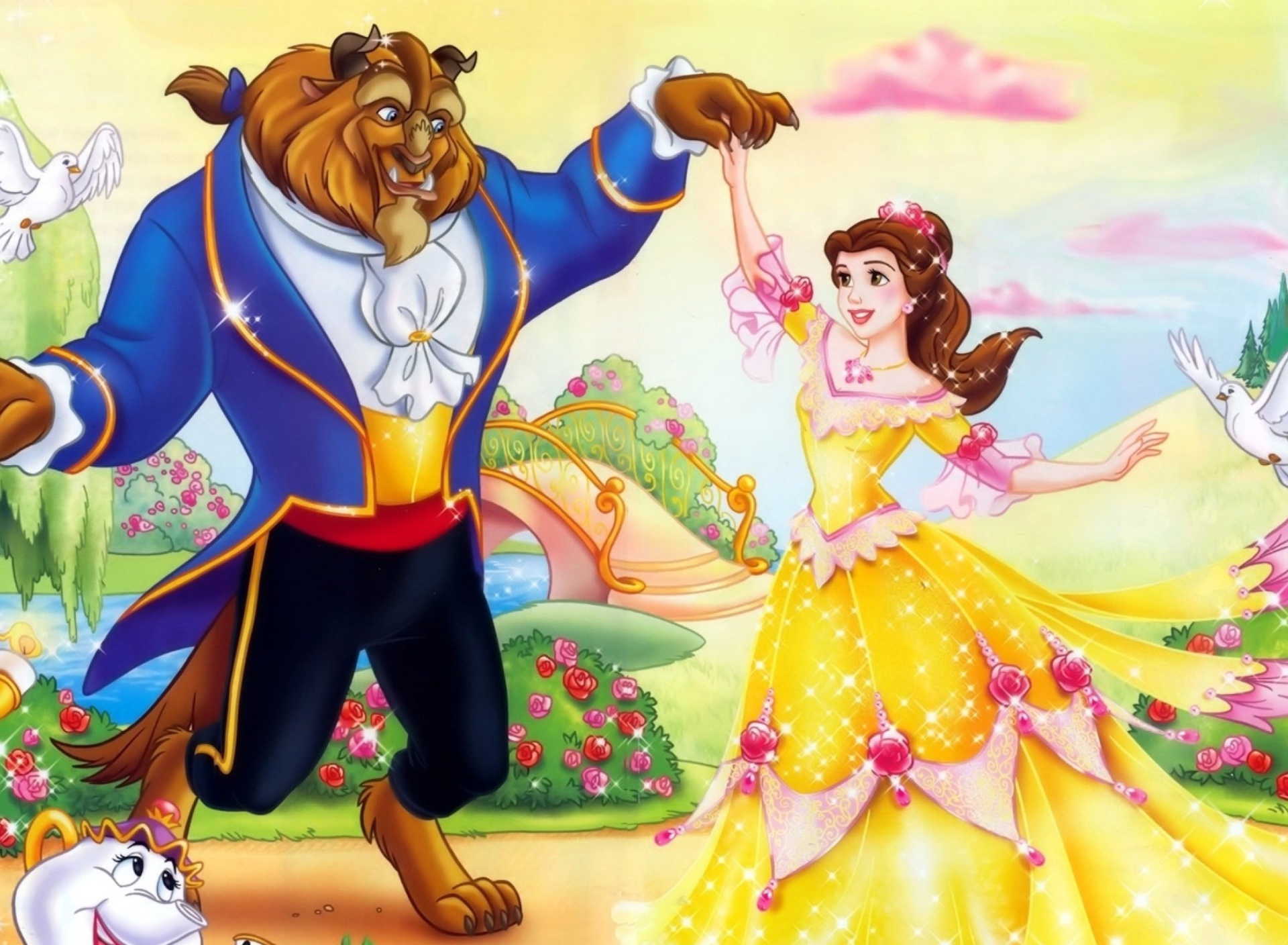 Обои Beauty and the Beast Disney Cartoon 1920x1408