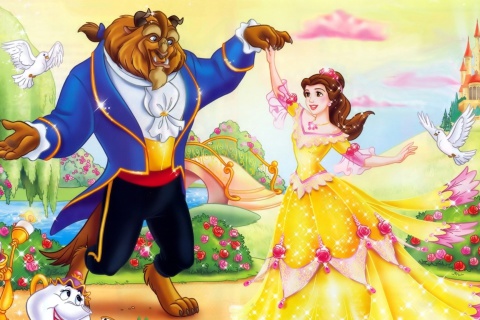 Das Beauty and the Beast Disney Cartoon Wallpaper 480x320