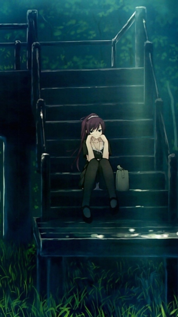 Screenshot №1 pro téma Girl Sitting On Bridge Stairs 360x640