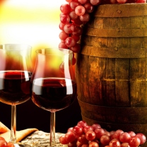 Sfondi Red Wine And Grapes 208x208