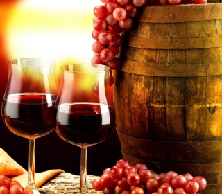 Kostenloses Red Wine And Grapes Wallpaper für 208x208