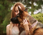 Screenshot №1 pro téma Girl And German Shepherd 176x144