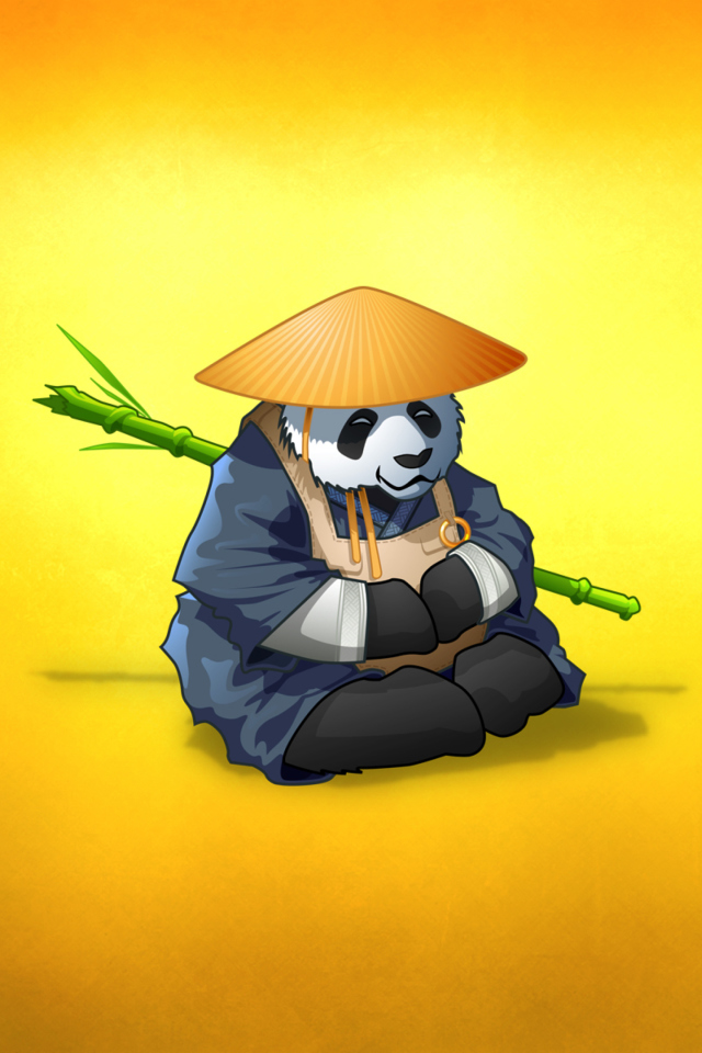 Das Funny Panda Illustration Wallpaper 640x960