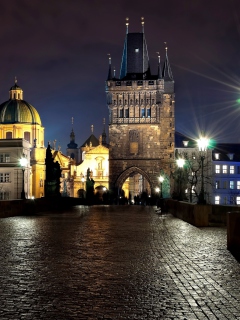 Screenshot №1 pro téma Prague Charles Bridge At Night 240x320