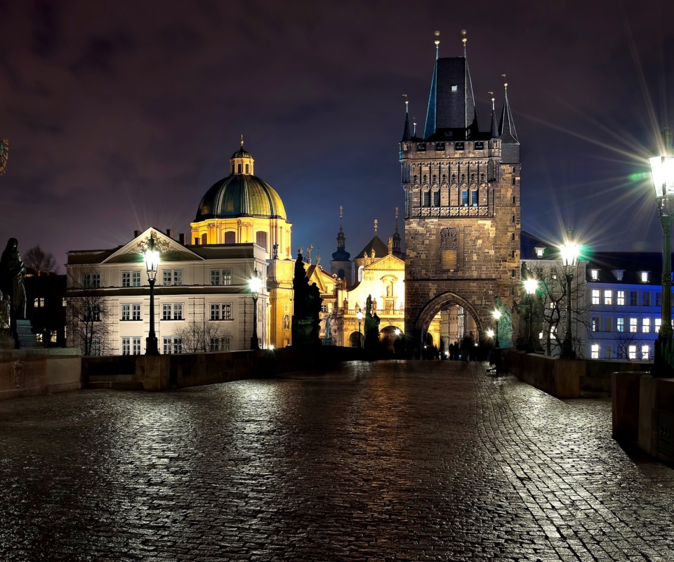 Sfondi Prague Charles Bridge At Night 960x800