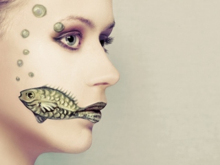 Fish Face Art wallpaper 320x240