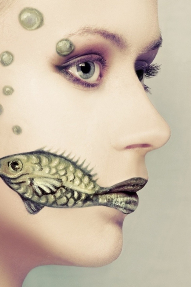 Das Fish Face Art Wallpaper 640x960