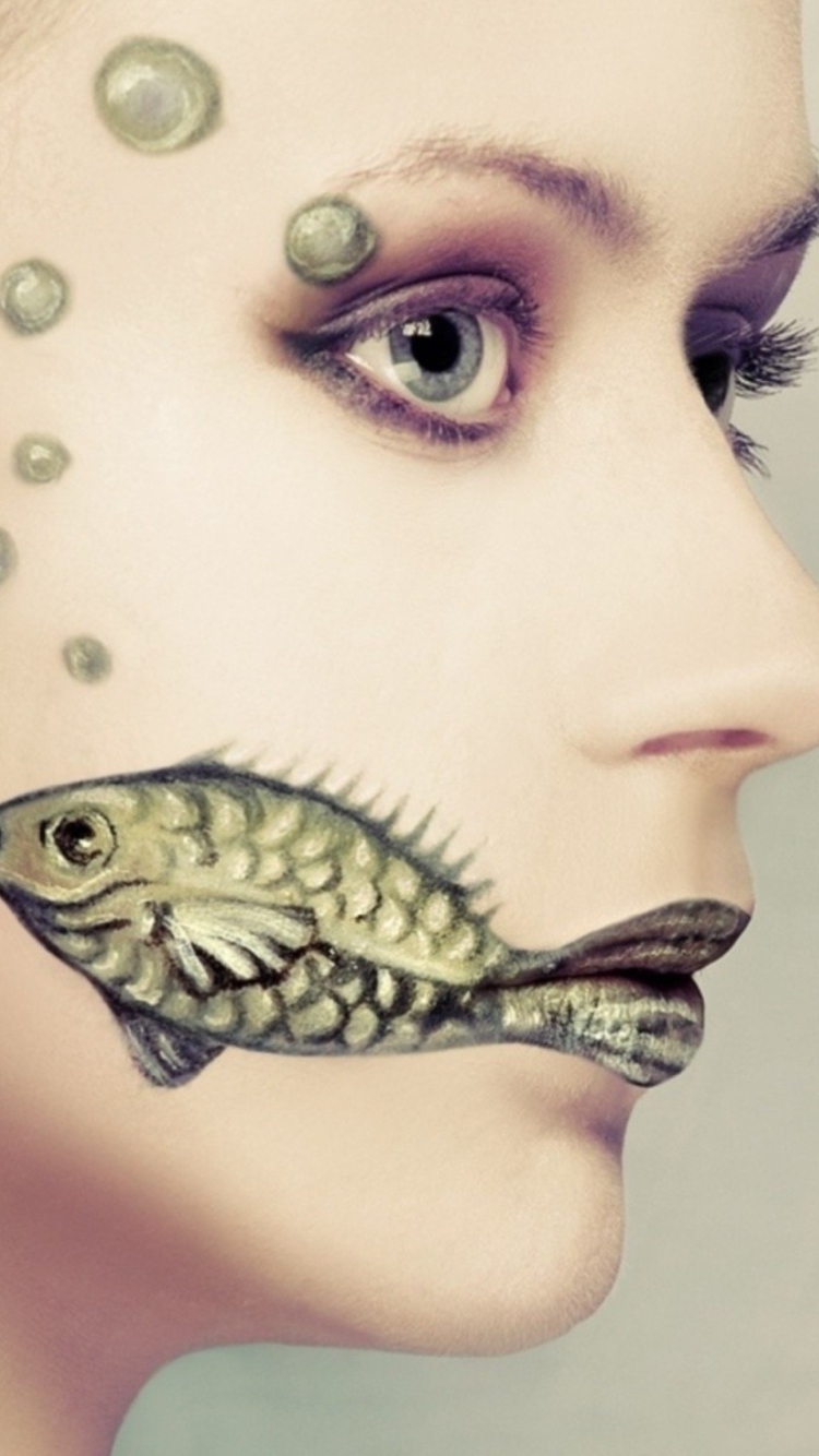 Обои Fish Face Art 750x1334