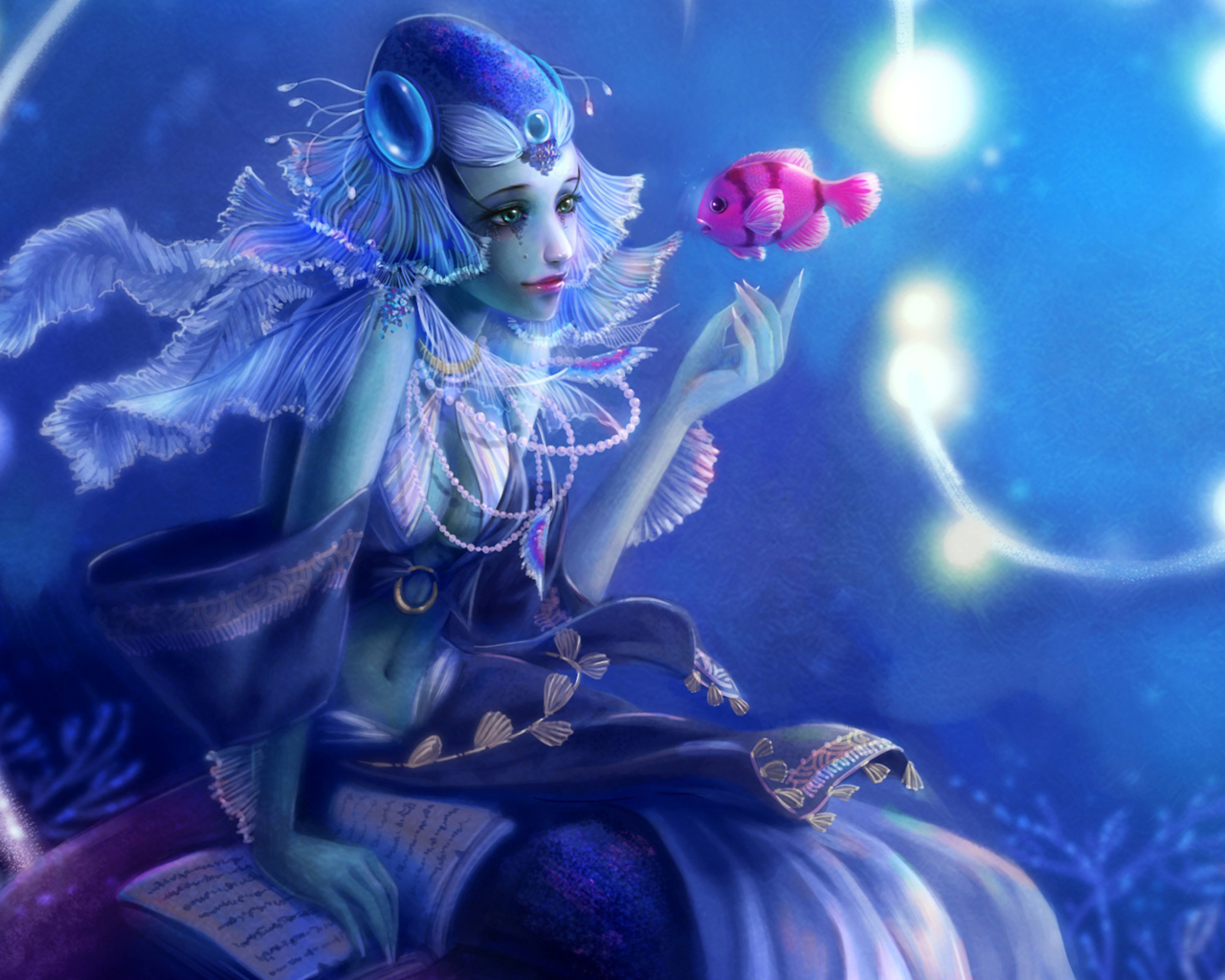 Обои Mermaid And Fish 1280x1024