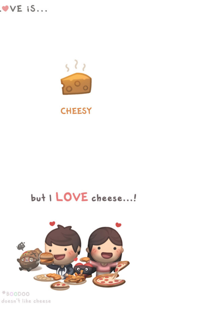 Обои Love Is Cheesy 768x1280