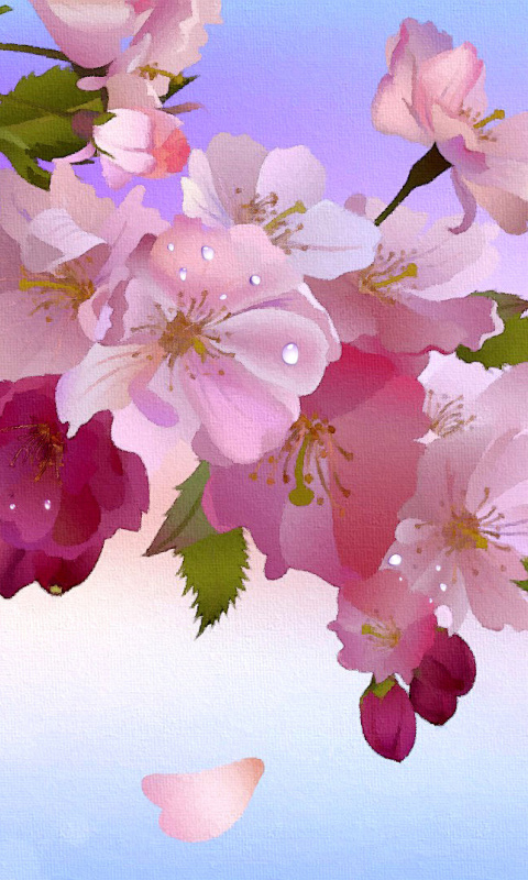 Painting apple tree in bloom wallpaper 480x800