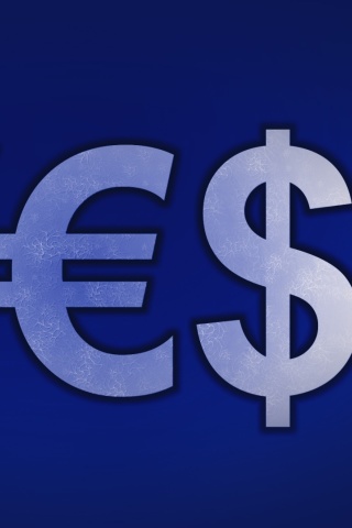 Das Japanese Yen, Euro, Dollar Symbol Wallpaper 320x480