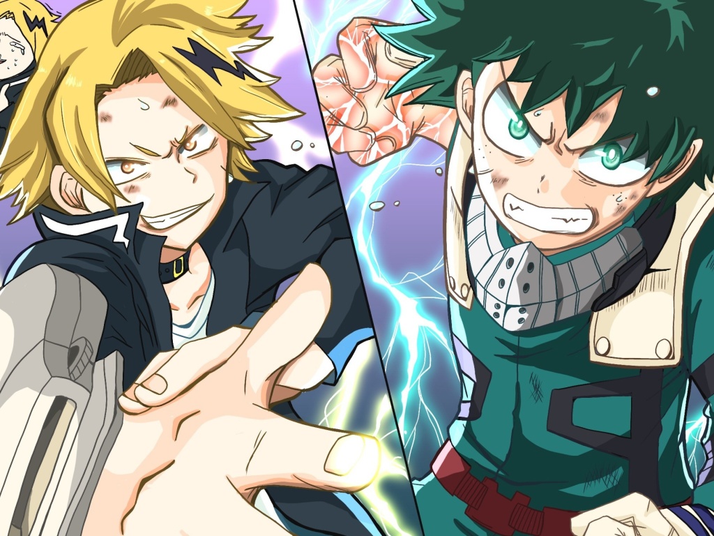 Sfondi Kaminari Denki & Midoriya Izuku 1024x768