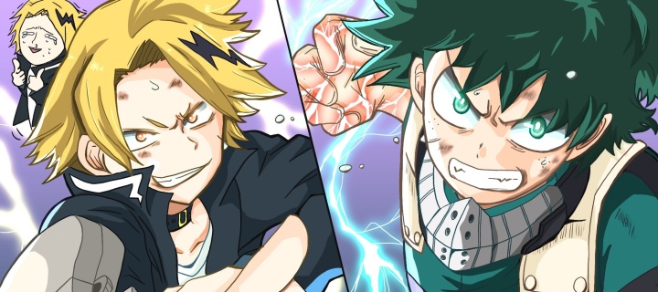 Fondo de pantalla Kaminari Denki & Midoriya Izuku 720x320