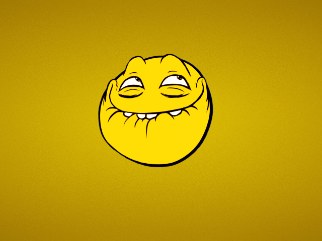 Yellow Trollface Smile wallpaper 640x480