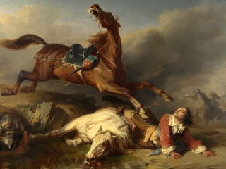 Das Horses Painting Wallpaper 320x240
