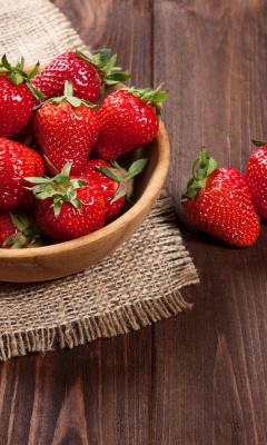 Basket fragrant fresh strawberries wallpaper 240x400