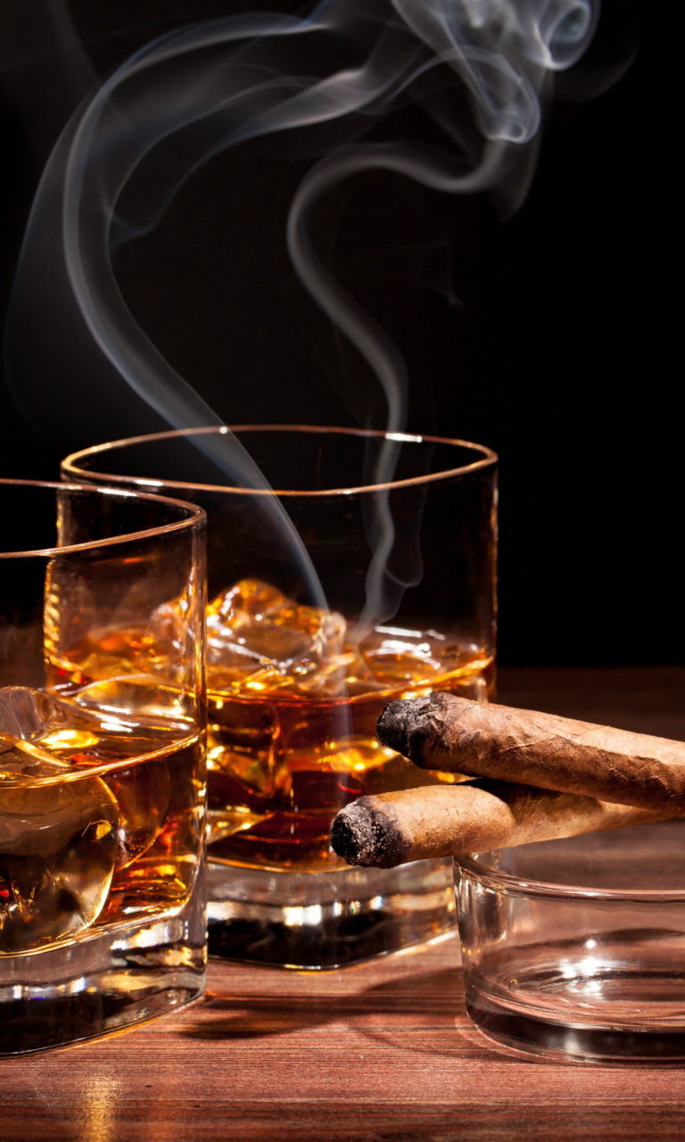Обои Whisky & Cigar 768x1280