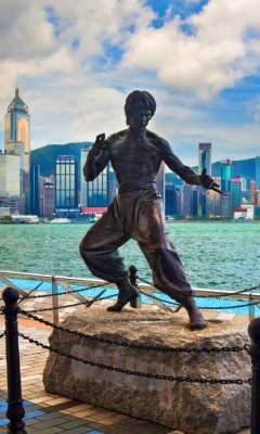 Das Bruce Lee statue in Hong Kong Wallpaper 240x400