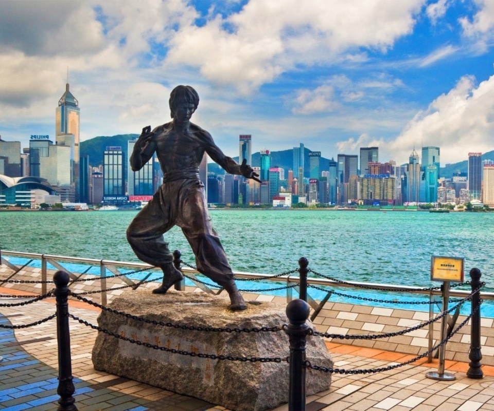 Fondo de pantalla Bruce Lee statue in Hong Kong 960x800