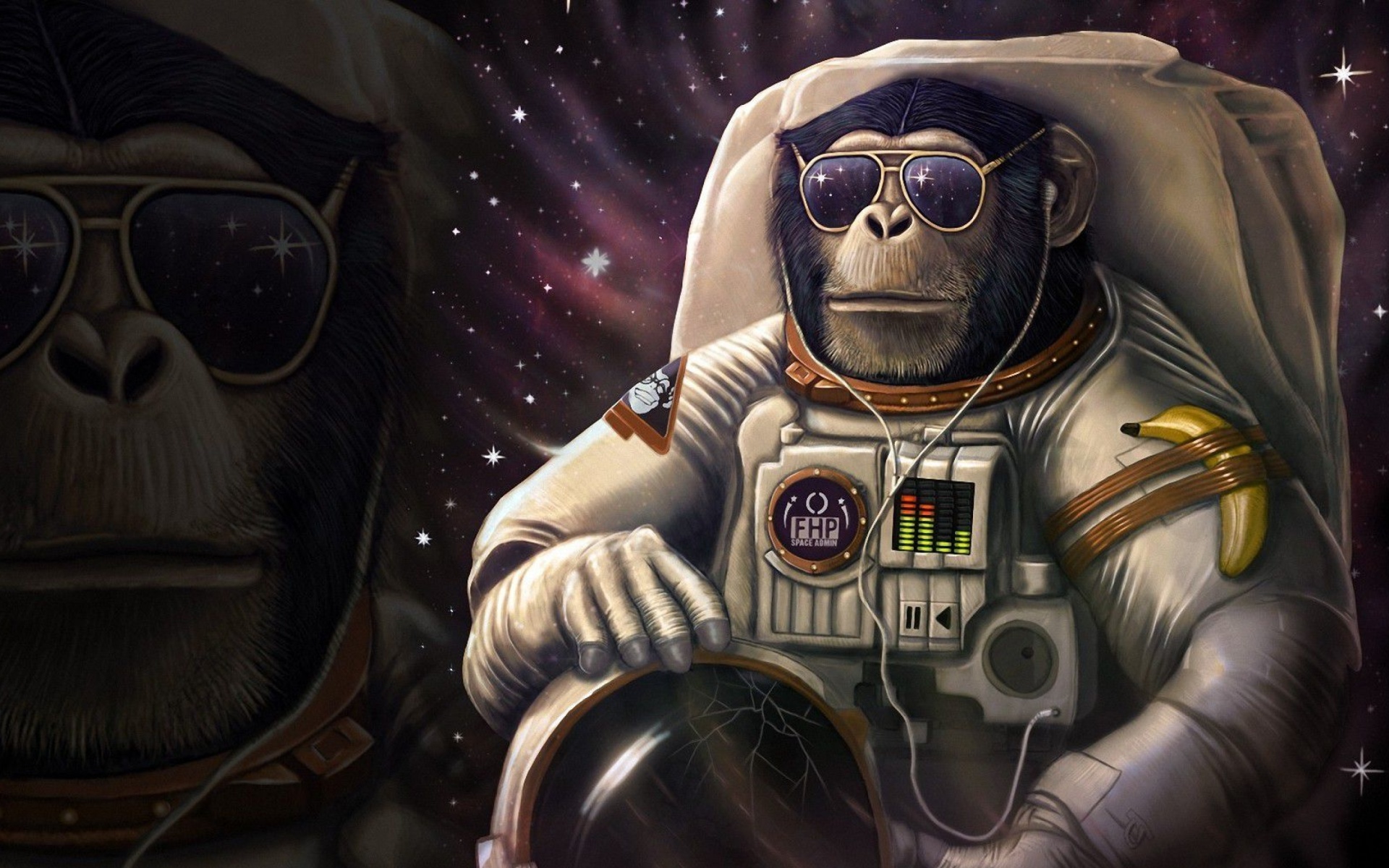 Monkeys and apes in space wallpaper 1920x1200