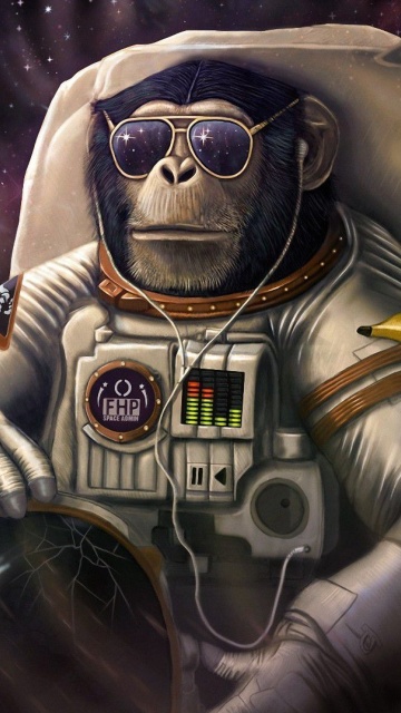 Monkeys and apes in space wallpaper 360x640