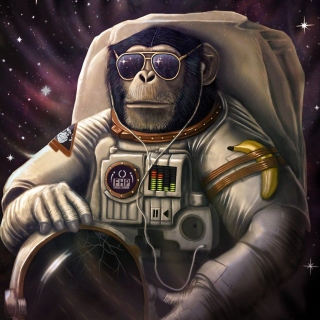 Monkeys and apes in space Wallpaper for iPad 2