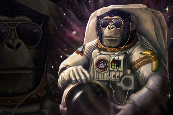 Das Monkeys and apes in space Wallpaper