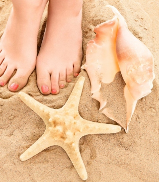 Seashell, Seastar And Sandy Feet - Obrázkek zdarma pro Nokia Lumia 920