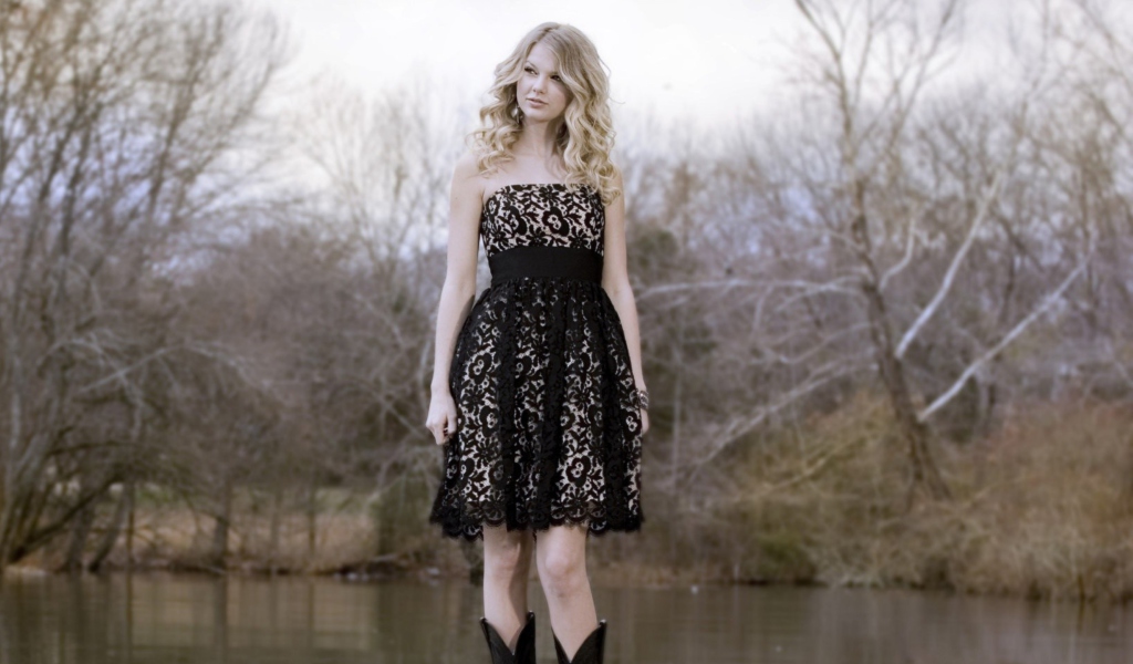 Das Taylor Swift Black Dress Wallpaper 1024x600