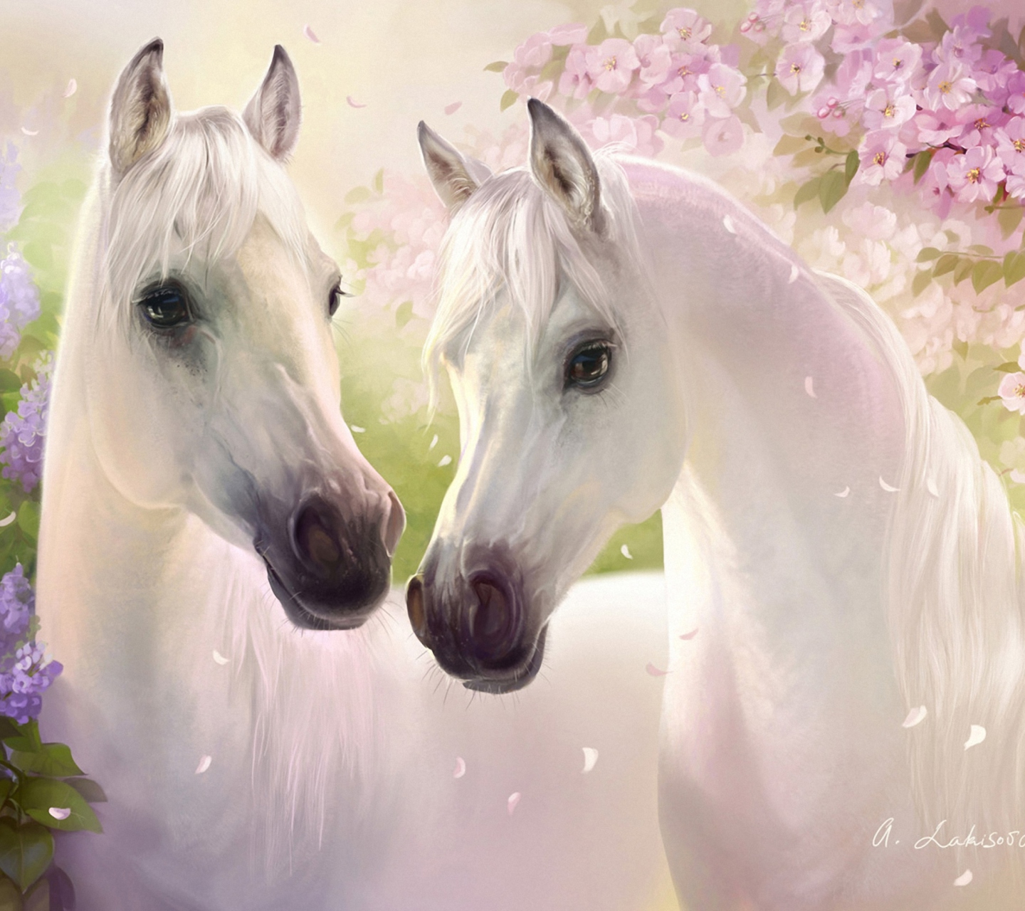 Sfondi White Horse Painting 1440x1280