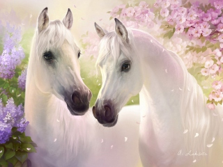 Sfondi White Horse Painting 320x240